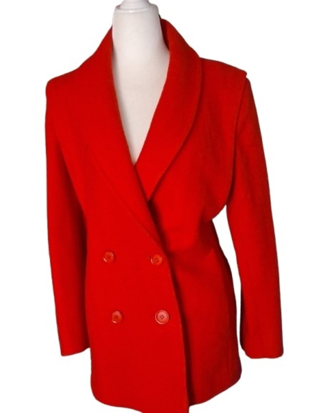 VTG USA Like New Herman Kay Red Wool Blend Double Breasted Collar Coat Jacket